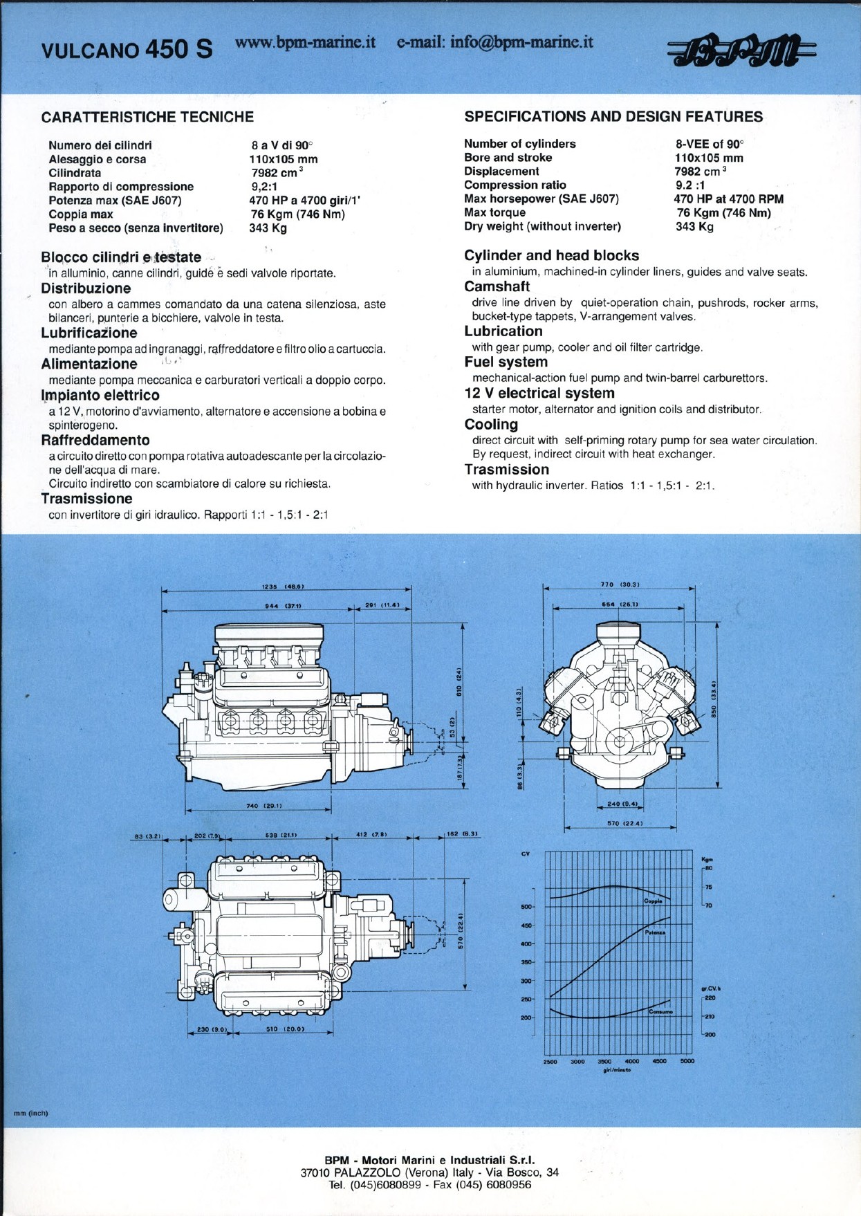 BPM Vulcano 450 S Datenblatt Technische Daten Sportvariante